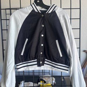 Baseball Jacket Women's Size Large Black White Long Sleeve Outdoor